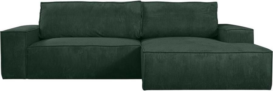 Vente-unique Hoekslaapbank AMELIA van PASCAL MORABITO Ribfluweel Spargroen Hoek rechts L 267 cm x H 85 cm x D 167 cm - Foto 5
