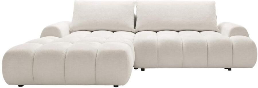 Vente-unique Hoekslaapbank met hoek links in beige chenille stof FARNETA