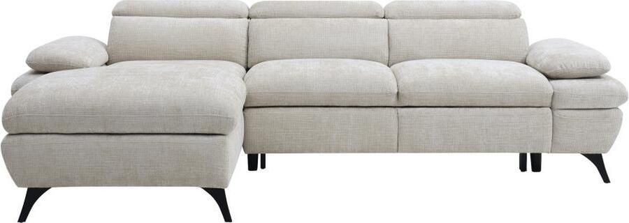 Vente-unique Hoekslaapbank met hoek links van beige stof met textuur met opbergruimte MORAVA L 284 cm x H 80 cm x D 176 cm - Foto 2