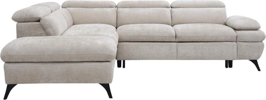 Vente-unique Hoekslaapbank met hoek links van beige stof met textuur SURDELI L 280 cm x H 79 cm x D 233 cm