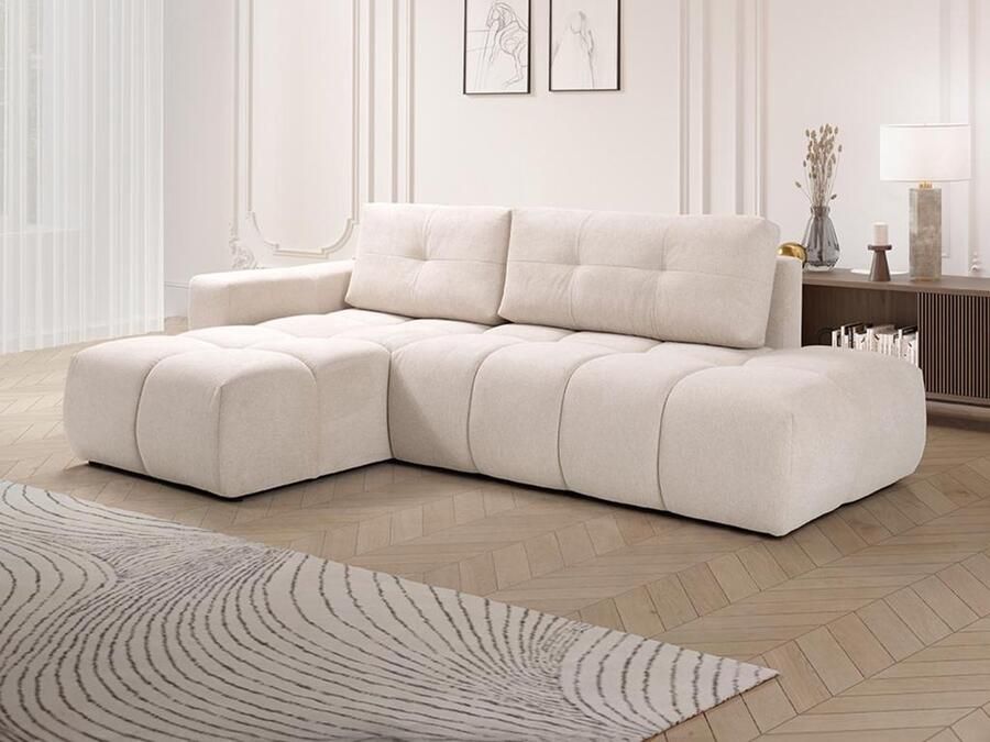 Hoekslaapbank met hoek links van beige stof TRIMALDI L 273 cm x H 93 cm x D 182 cm - Foto 2