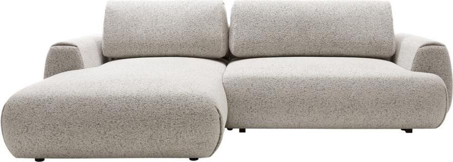 Vente-unique Hoekslaapbank met hoek links van grijze stof met textuur MONELIA L 270 cm x H 81 cm x D 167 cm