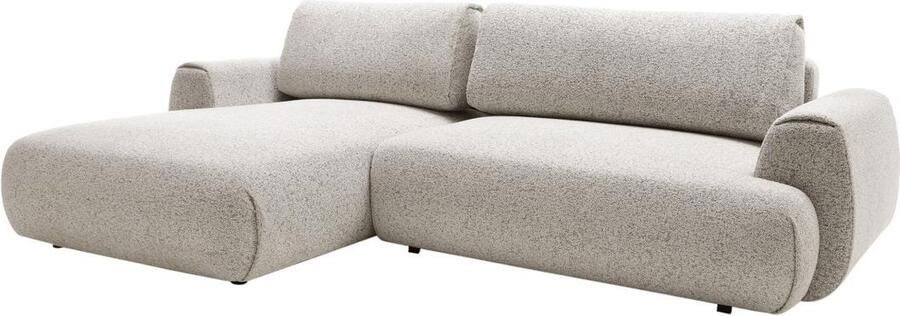 Vente-unique Hoekslaapbank met hoek links van grijze stof met textuur MONELIA L 270 cm x H 81 cm x D 167 cm - Foto 2