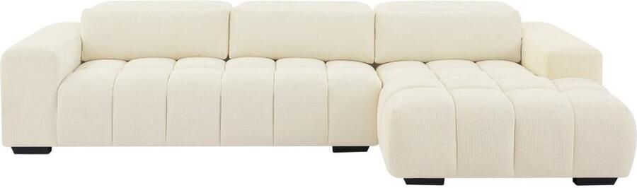 Vente-unique Hoekslaapbank met hoek rechts van beige stof met textuur LOPONZA L 312 cm x H 68 cm x D 183 cm - Foto 2