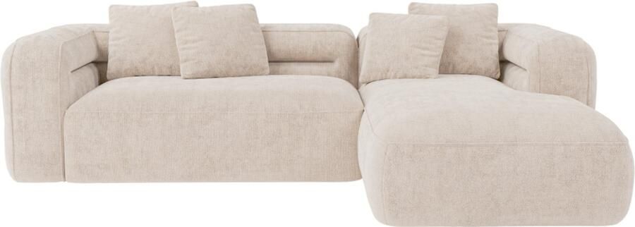 Vente-unique Hoekslaapbank met hoek rechts van beige stof met textuur TREVALIS L 278 cm x H 73 cm x D 167 cm