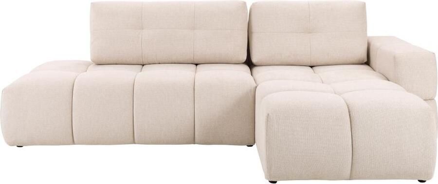 Vente-unique Hoekslaapbank met hoek rechts van beige stof TRIMALDI L 294 cm x H 93 cm x D 182 cm