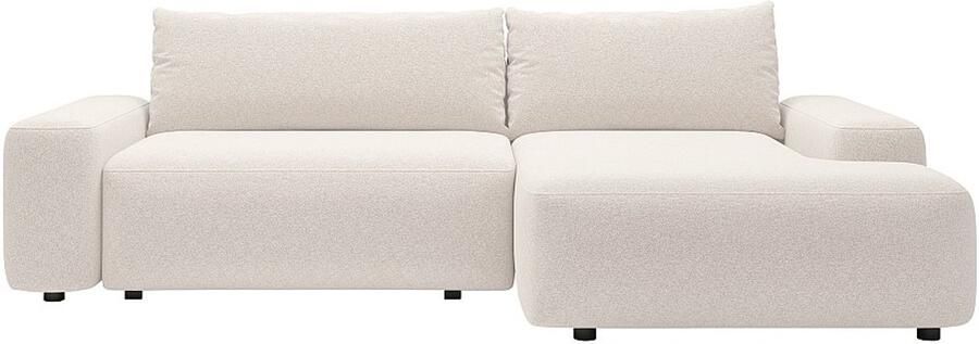 Vente-unique Hoekslaapbank met hoek links van crèmewitte stof met textuur DAVISO L 264 cm x H 87 cm x D 162 cm - Foto 5