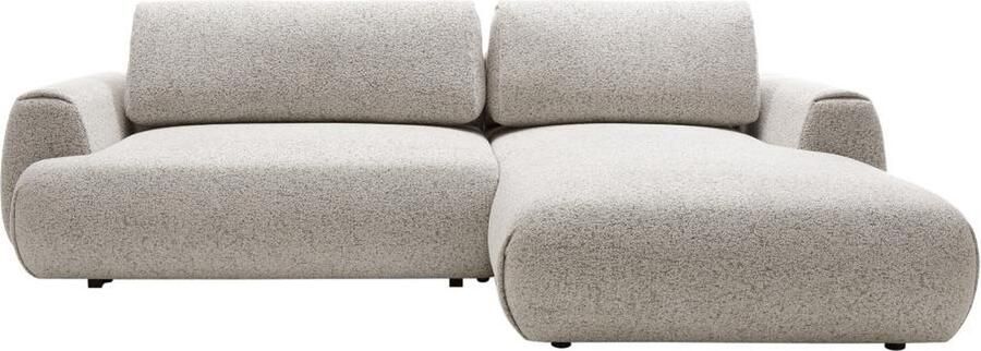 Vente-unique Hoekslaapbank met hoek rechts van grijze stof met textuur MONELIA L 270 cm x H 81 cm x D 167 cm