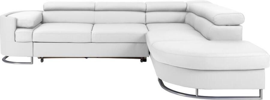 Vente-unique Hoekslaapbank met hoek rechts van wit kunstleer MYSEN II L 276 cm x H 72 cm x D 220 cm - Foto 2