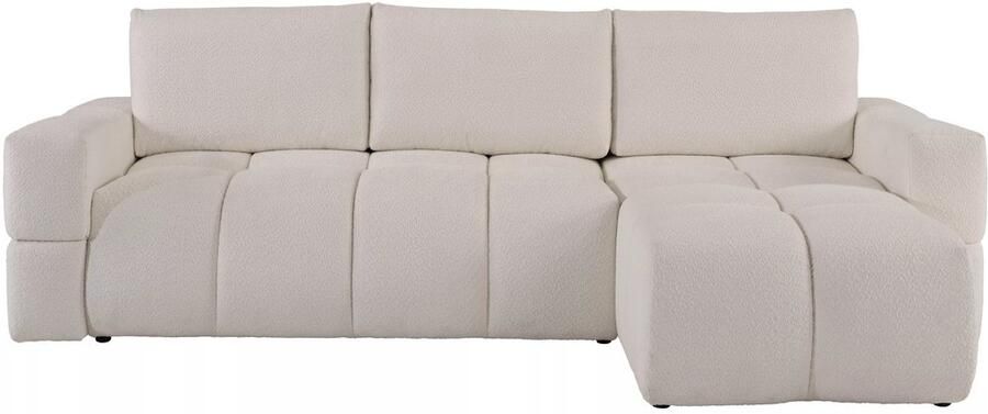 Vente-unique Hoekslaapbank met omkeerbare hoek van beige boucléstof ISSORO L 301 cm x H 100 cm x D 178 cm