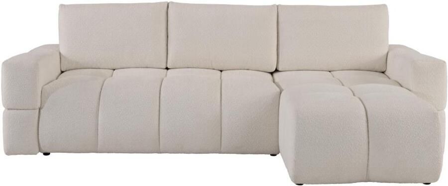 Vente-unique Hoekslaapbank met omkeerbare hoek van beige boucléstof ISSORO L 301 cm x H 100 cm x D 178 cm
