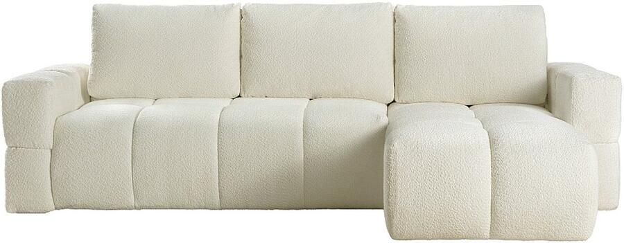 Vente-unique Hoekslaapbank met omkeerbare hoek van beige boucléstof ISSORO L 301 cm x H 100 cm x D 178 cm - Foto 2
