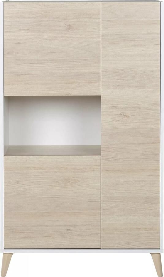 Vente-unique Hoge buffetkast KOLYMA 3 deuren & 1 nis Kleuren: Eiken & Wit L 81 cm x H 135 cm x D 43 cm - Foto 3