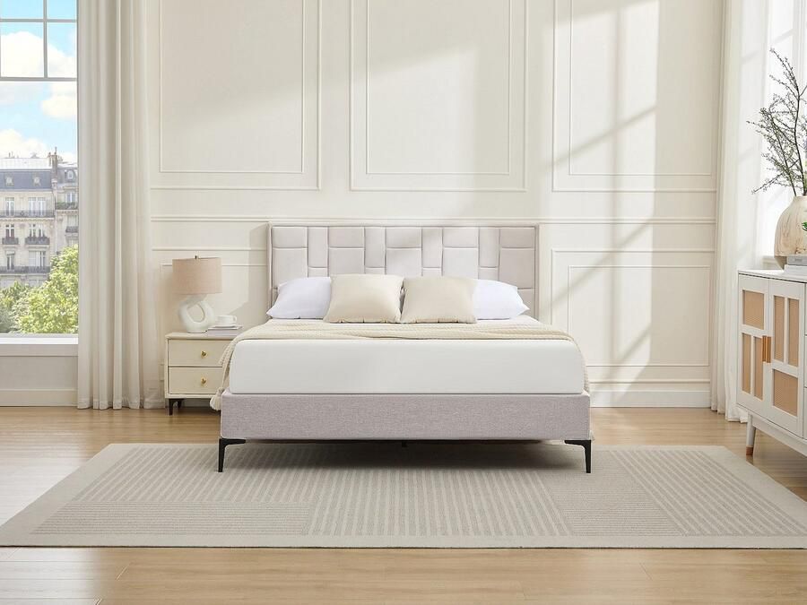 Vente-unique Hoofdbord 160 cm Fluweel Beige HERMINE L 160 cm x H 110 cm x D 8 cm - Foto 3