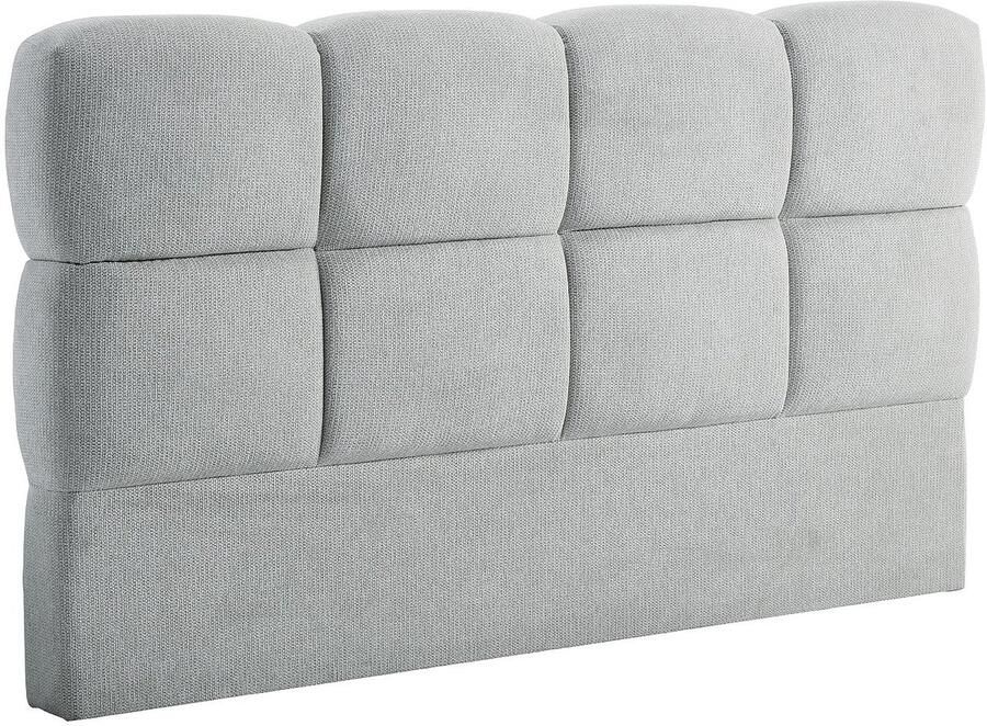 Pascal Morabito Hoofdbord 180 cm Gestructureerde stof Lichtgrijs DAMADO van L 190 cm x H 94 cm x D 18 cm - Foto 3