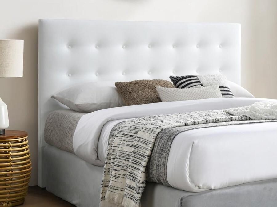 Vente-unique Hoofdbord met capitonnage 140 cm Kunstleer Wit FRANCESCO L 144 cm x H 125 cm x D 9.5 cm - Foto 2