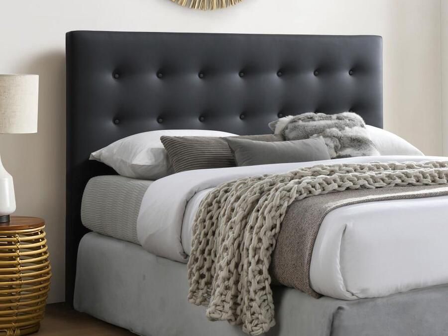 Vente-unique Hoofdbord met capitonnage 160 cm Kunstleer Zwart FRANCESCO L 164.5 cm x H 125 cm x D 9.5 cm