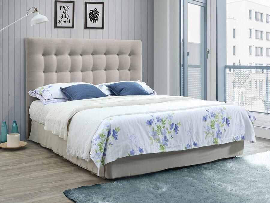 Vente-unique Gecapitonneerd hoofdbord 180 cm Stof Beige FRANCESCO L 184.5 cm x H 125 cm x D 9.5 cm - Foto 3