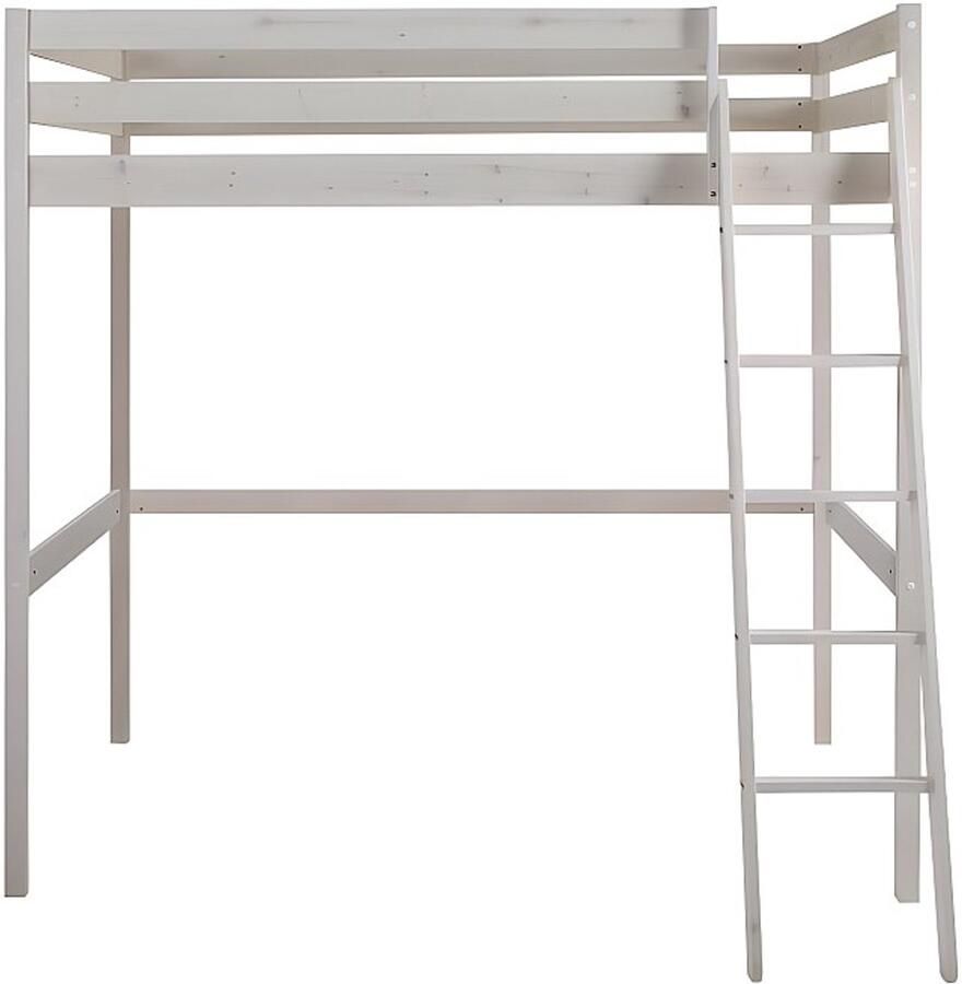 Vente-unique Hoogslaper GEDEON 140 x 190 cm Massief grenen Gebleekt L 198 cm x H 196.8 cm x D 203.5 cm