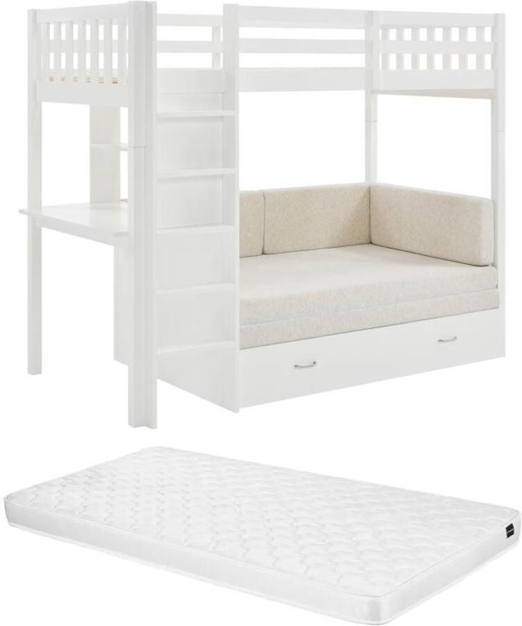 Vente-unique Hoogslaper hout wit 90 x 190 cm ORPELIA