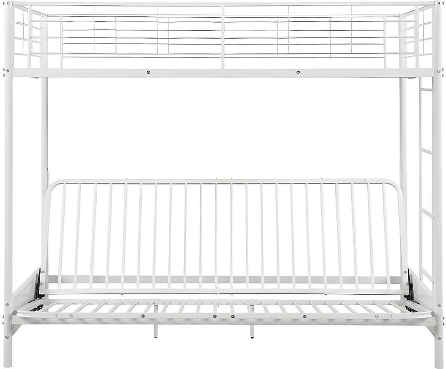 Vente-unique Hoogslaper 90 x 190 cm Met slaapbank Metaal Wit + zwarte futon MODULO V L 198 cm x H 170 cm x D 96 cm - Foto 2