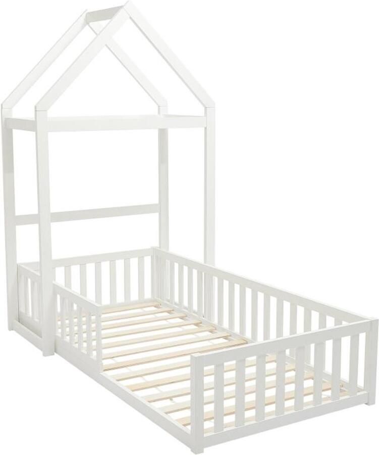 Vente-unique Hoogslaper 90 x 190 cm Grenen en mdf Wit VARLAINE L 196.2 cm x H 187 cm x D 96.5 cm