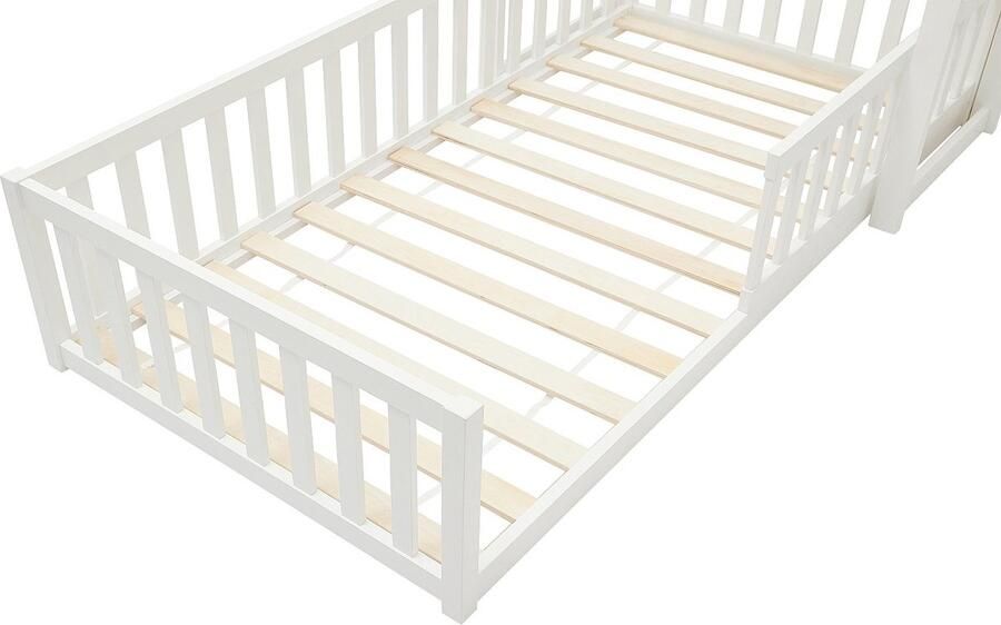 Vente-unique Hoogslaper 90 x 190 cm Grenen en mdf Wit + matras VARLAINE L 196.2 cm x H 187 cm x D 96.5 cm - Foto 4