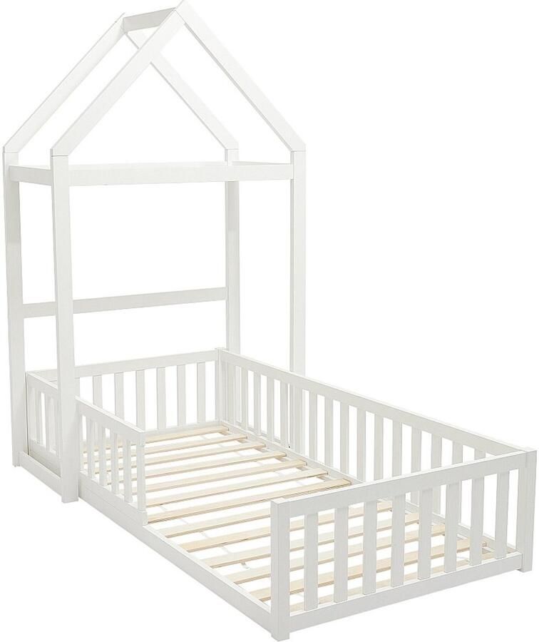 Vente-unique Hoogslaper 90 x 190 cm Grenen en mdf Wit + matras VARLAINE L 196.2 cm x H 187 cm x D 96.5 cm - Foto 3