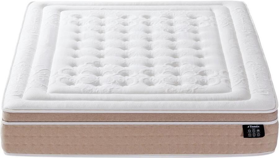 Vente-unique Hybride matras 140 x 190 cm met pocketveren met 7 zones en frisse gel met vormgeheugen dikte 30 cm NAZILI van YSMÉE L 190 cm x H 30 cm x D 140 cm