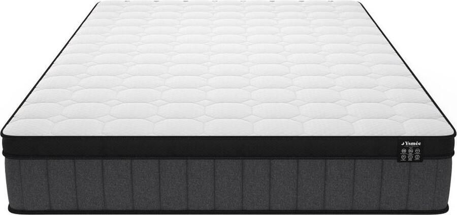 Vente-unique Hybride matras 140 x 190 cm met pocketveren met 7 zones en verfrissend vormgeheugen dikte 25 cm TOLCA van YSMÉE L 190 cm x H 25 cm x D 140 cm