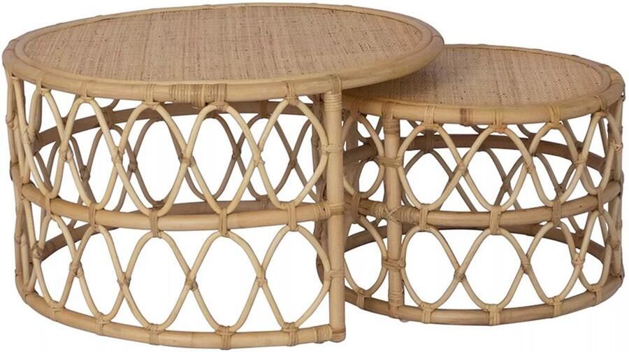 Vente-unique Inschuifbare salontafel van rotan Naturelkleurig RONITA L 80 cm x H 45 cm x D 80 cm