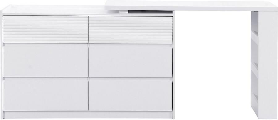 Vente-unique Kaptafel met 6 lades en 3 nissen Wit BOPANIA L 200 cm x H 80 cm x D 40 cm - Foto 3