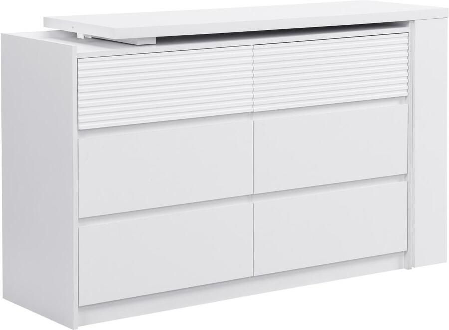 Vente-unique Kaptafel met 6 lades en 3 nissen Wit BOPANIA L 160 cm x H 80 cm x D 40 cm - Foto 2