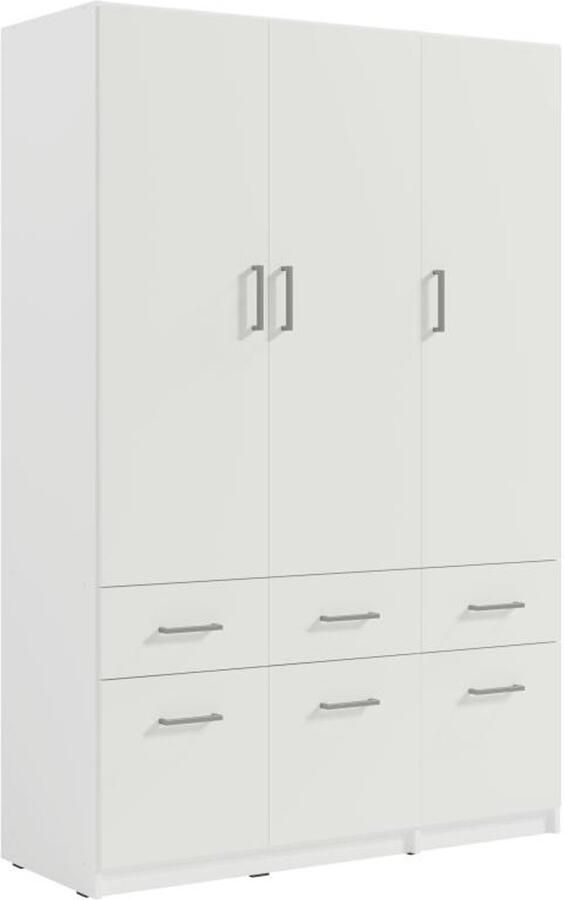 Vente-unique Kast met 3 deuren en 6 lades L136 cm Wit BELOMY L 136 cm x H 197.5 cm x D 53.5 cm
