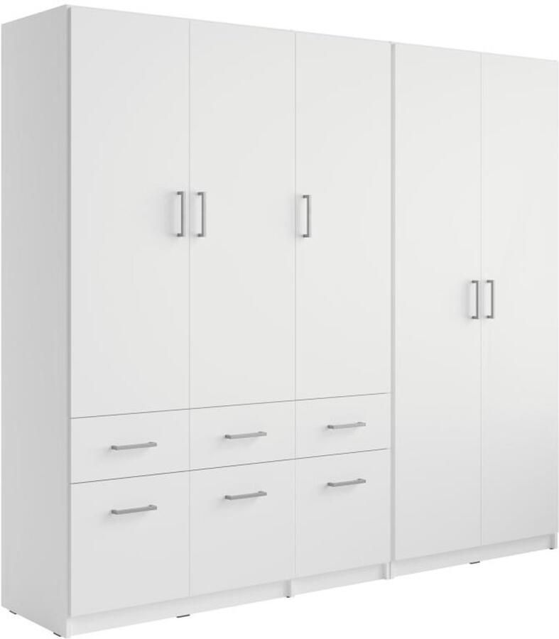 Vente-unique Kast met 5 deuren en 6 lades L228 cm Wit BELOMY L 228 cm x H 197.5 cm x D 53.5 cm