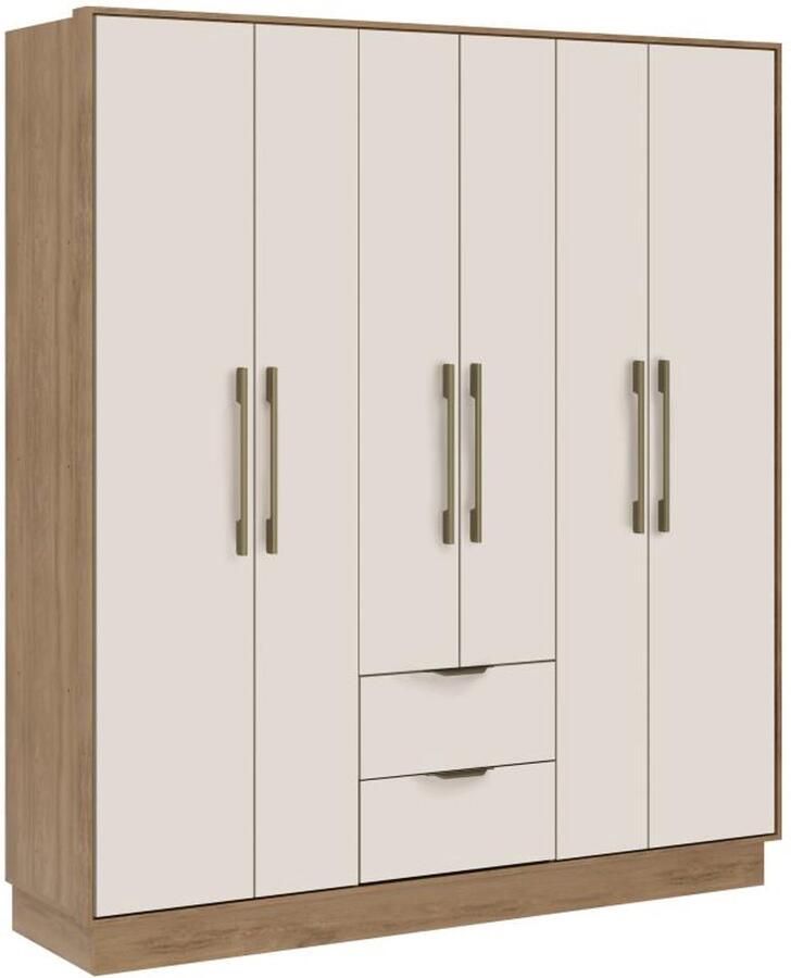 Vente-unique Kast met 6 deuren en 2 lades L162 cm beige en naturel FEOVA