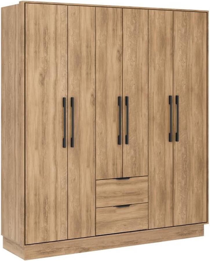 Vente-unique Kast met 6 deuren en 2 lades L162 cm naturel FEOVA L 162 cm x H 182 cm x D 46.5 cm
