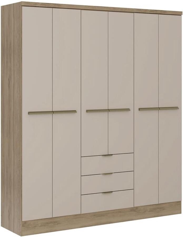 Vente-unique Kast met 6 deuren en 3 lades L180 cm beige en naturel PEROLI