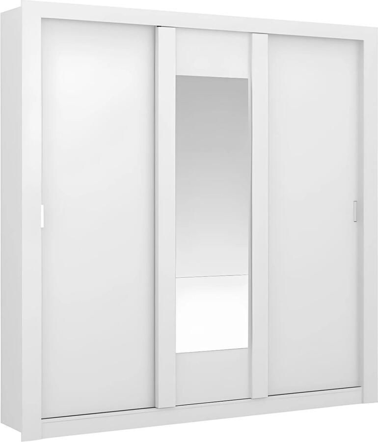 Vente-unique Kast met spiegel ROXANE 3 schuifdeuren L 220 cm Wit L 220 cm x H 219 cm x D 52 cm