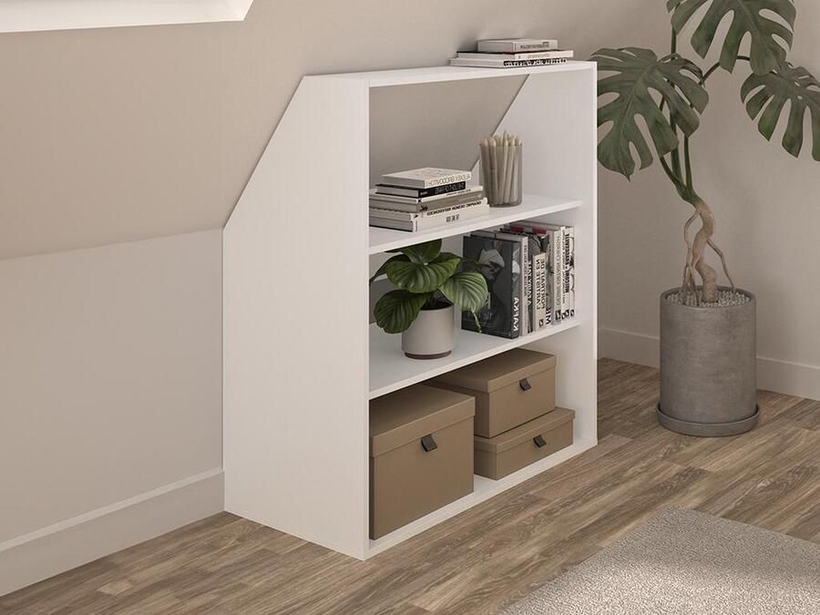 Vente-unique Kast voor onder een schuin dak met 2 planken Wit ADEZIO L 91.3 cm x H 110 cm x D 50 cm - Foto 2