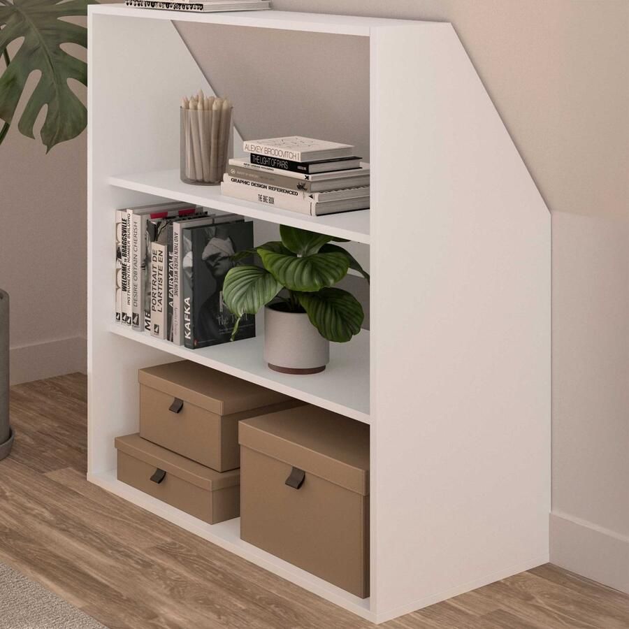 Vente-unique Kast voor onder een schuin dak met 2 planken Wit ADEZIO L 91.3 cm x H 110 cm x D 50 cm - Foto 2
