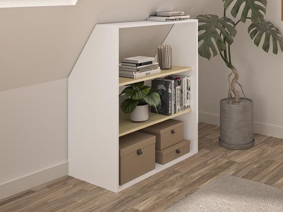Vente-unique Kast voor onder een schuin dak Wit en naturel ADEZIO L 91.3 cm x H 110 cm x D 50 cm - Foto 2