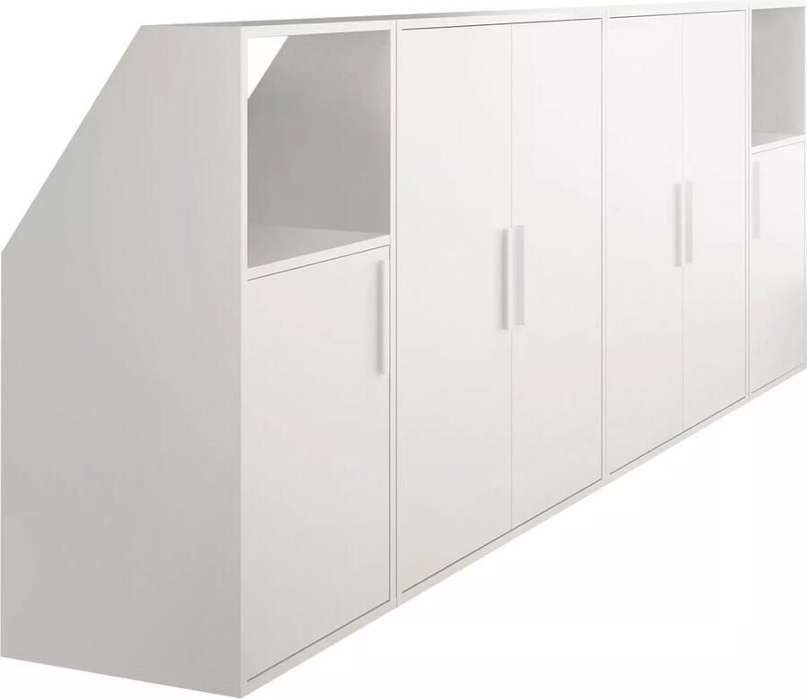 Vente-unique Kast voor onder schuin dak met 6 deuren en 2 nissen Wit ADEZIO L 278.8 cm x H 110 cm x D 50 cm