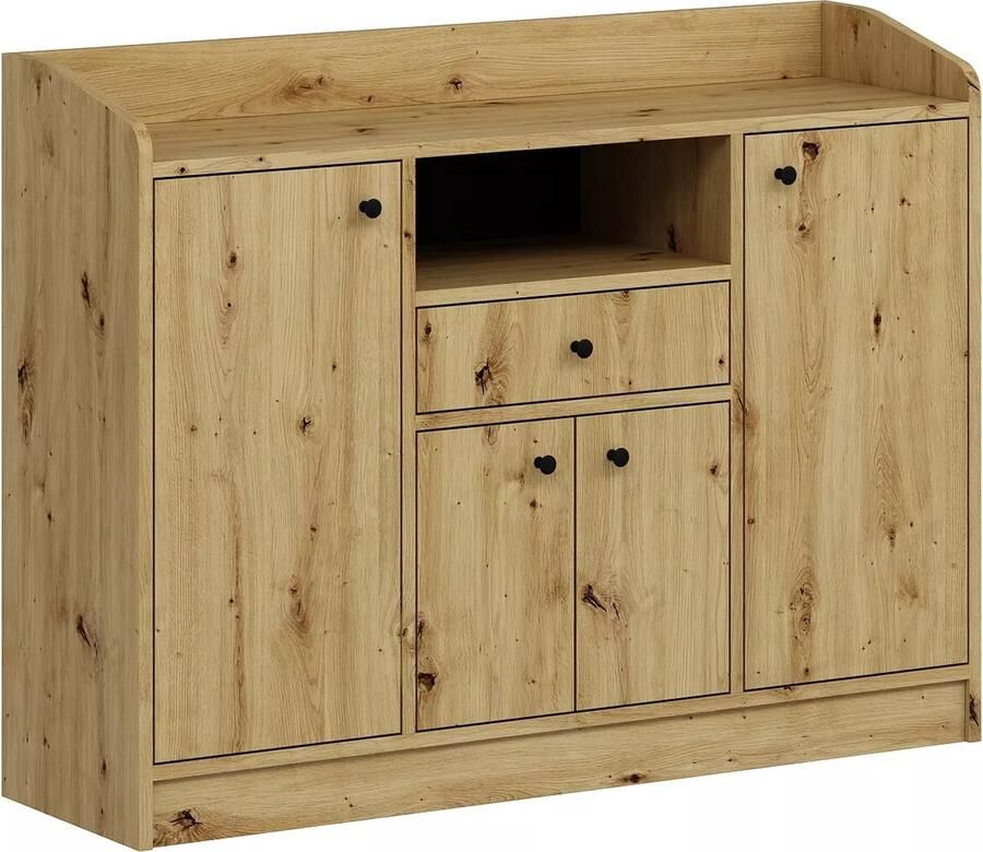 Vente-unique Keukenbuffet met 4 deuren 1 lade en 1 nis Naturel MIZOTA L 120 cm x H 90 cm x D 35 cm