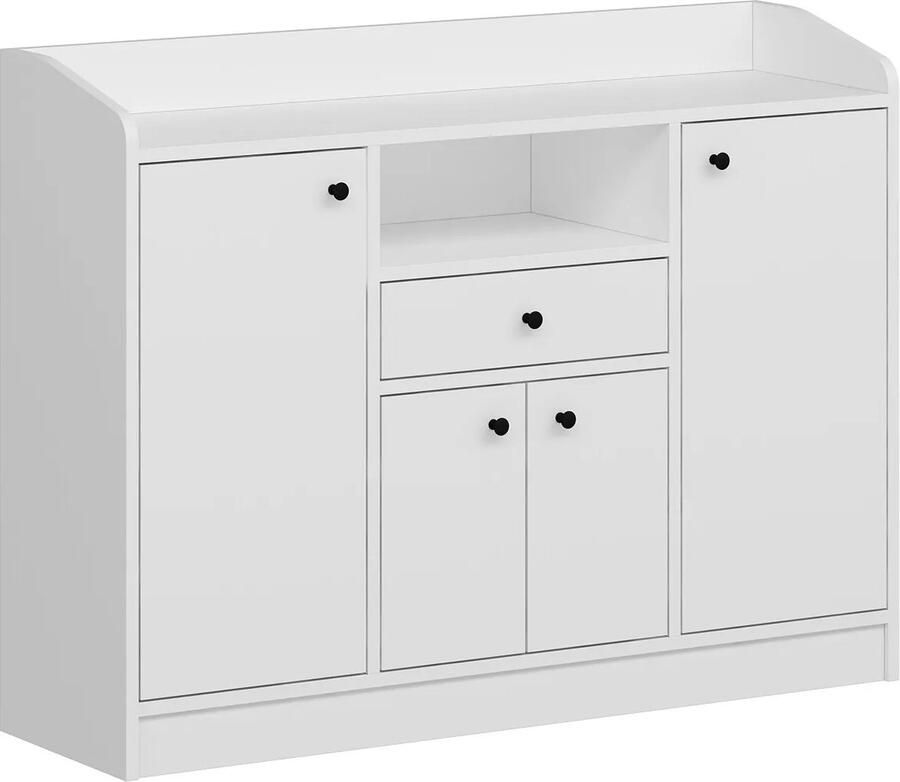 Vente-unique Keukenbuffet met 4 deuren 1 lade en 1 nis Wit MIZOTA L 120 cm x H 90 cm x D 35 cm