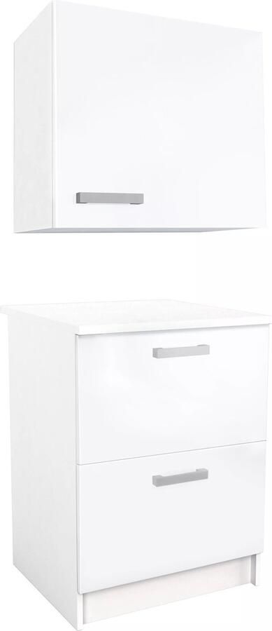 Vente-unique Keukenkast TRATTORIA 1 laag meubel en 1 hoog meubel Wit L 60 cm x H 84.8 cm x D 60 cm