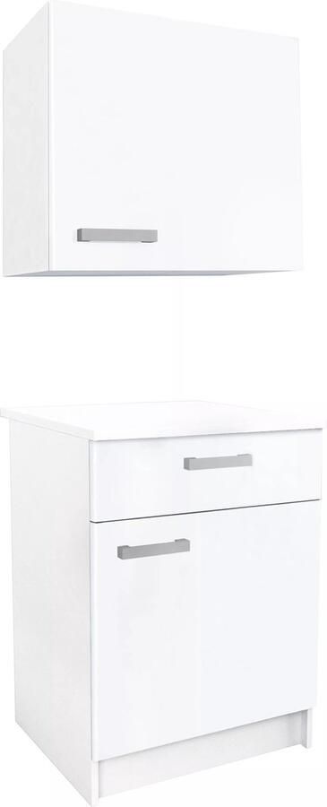 Vente-unique Keukenkasten 1 laag meubel & 1 hoog meubel 2 deurtjes & 1 lade Wit TRATTORIA L 60 cm x H 85 cm x D 60 cm