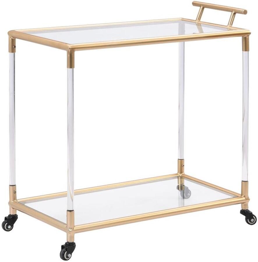 Vente-unique Keukentrolley met twee bladen in gehard glas en metaal Transparant en goudkleurig ORULA L 78 cm x H 78.5 cm x D 40 cm