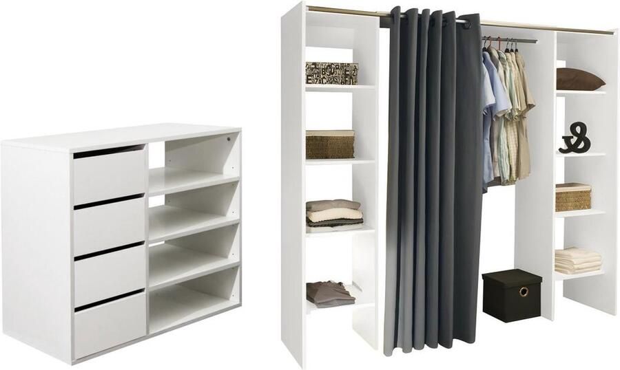 Vente-unique Kledingkast en opbergmeubel EMERIC wit & antraciet L 185 cm x H 182 cm x D 50 cm - Foto 3