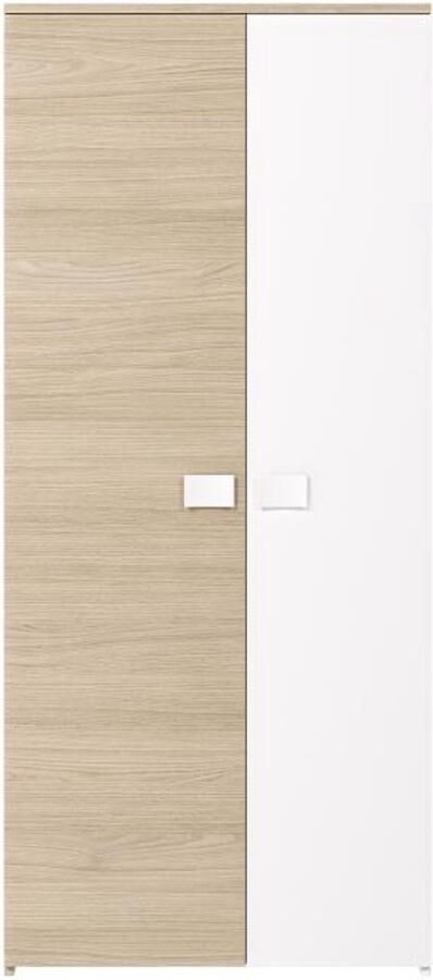 Vente-unique Kledingkast SONIA 2 deuren L90 cm Kleuren: eiken en wit L 90 cm x H 205 cm x D 53 cm - Foto 3